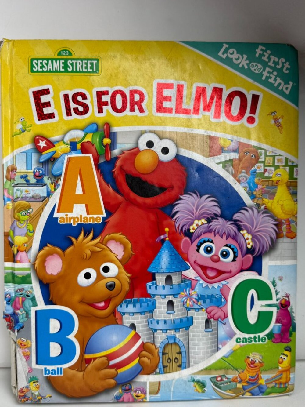 Sesame Street E IS FOR ELMO First Look and Find Toddler Board Book Spine Damage